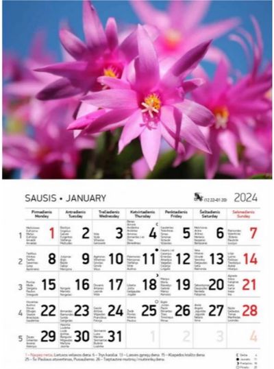 Kalendorius verčiamas GĖLĖS 2024 m., A4
