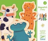 Medinių magnetukų dėlionė CRAZY ANIMALS, Djeco