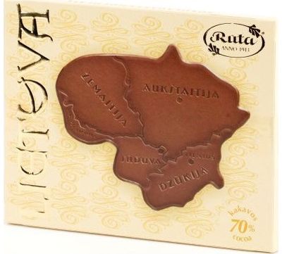Šokoladas-žemėlapis 70% LIETUVA, 42 g.