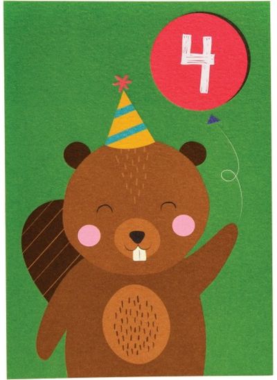 Atvirukas BEAVER 4TH BIRTHDAY