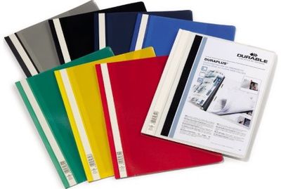 Segtuvėlis plastikinis DURABLE su įsegėle ir kišene, raudonas