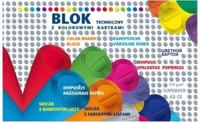 Dvipusis spalvotas kartonas KRESKA SUPERIOR, A5, 25 spalvos, 170 g/m2
