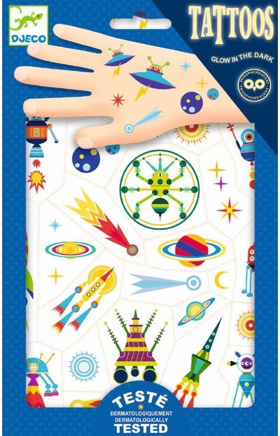 Laikinosios tatuiruotės DJECO SPACE ODDITY (šviečia tamsoje)