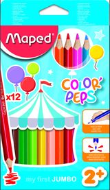 Spalvoti pieštukai MAPED ColorPeps My First, Jumbo, 12 splalvų