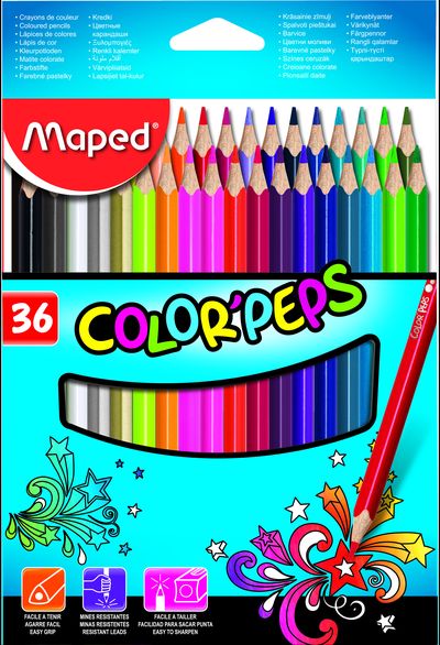 Spalvoti pieštukai MAPED ColorPeps, 36 spalvos