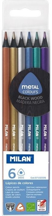 Spalvoti pieštukai MILAN Metal Colors, 6 spalvos
