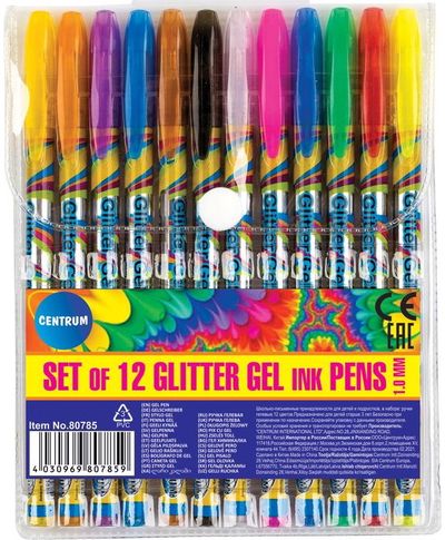 Geliniai rašikliai CENTRUM GLITTER, 12 spalvų