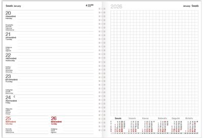 Darbo knyga QUADRO BALACRON 2026, 20x14 flex brown tango (savaitė ir užrašai atv.)