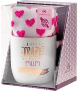 Dovanų rinkinys CRAZY MUM (puodelis+kojinės)