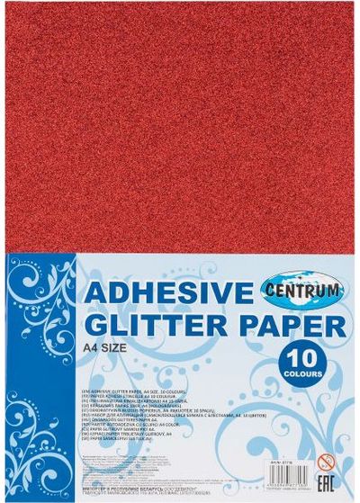 Popierius rankdarbiams GLITTER, lipnus, A4, 10 spalvų