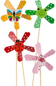 Vėjo malūnėlis DOTS AND ANIMAL DECORATION 8 cm, 4 rūšys