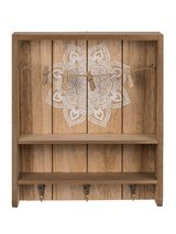 Medinė raktų kabykla MANDALA, 3 kabliukai+4spaustukai, 25x30 cm