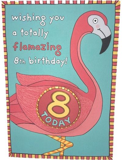 Atvirukas su ženkliuku LPA 8th BIRTHDAY FLAMINGO