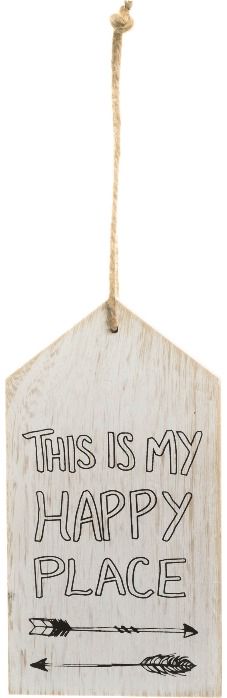 Kabinama medinė dekoracija HAPPY, 9x17 cm