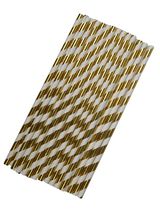 Popieriniai šiaudeliai STRIPES GOLD, 25 vnt.