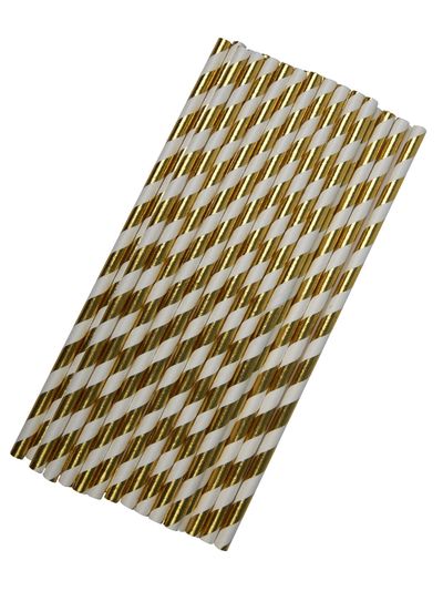 Popieriniai šiaudeliai STRIPES GOLD, 25 vnt.