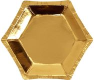 Vienkartinės lėkštės GOLD HEXAGONAL, S, 8 vnt.
