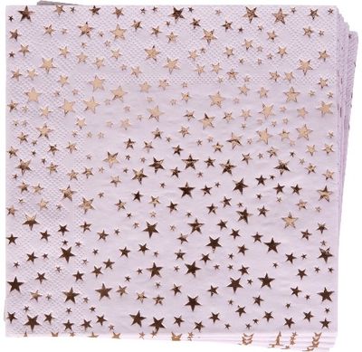 Vienkartinės stalo servetėlės GLAMOUR PINK/GOLD STARS, 16 vnt.