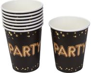 Vienkartiniai puodeliai GLAMOUR BLACK/GOLD STARS PARTY, 8 vnt.