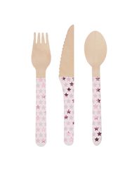 Vienkartinių stalo įrankių rinkinys LITTLE STAR PINK, 24 vnt.
