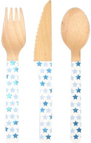 Vienkartinių stalo įrankių rinkinys LITTLE STAR BLUE, 24 vnt.