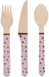 Vienkartinių stalo įrankių rinkinys GLAMOUR PINK/GOLD STARS, 24 vnt.
