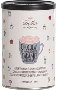 Šokolado gėrimas DOLFIN CARAMEL CHOCOLATE POWDER WITH SALTED BUTTER, 250g