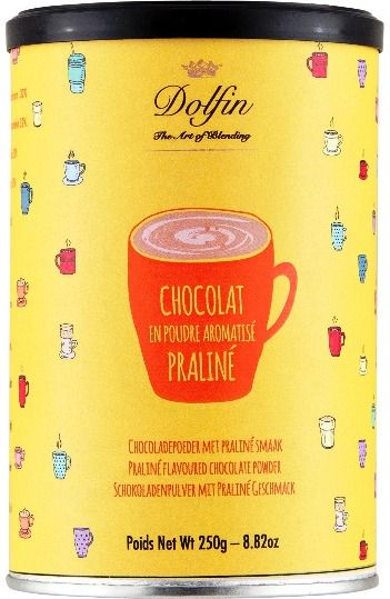 Šokolado gėrimas DOLFIN PRALINE HOT CHOCOLATE POWDER, 250g