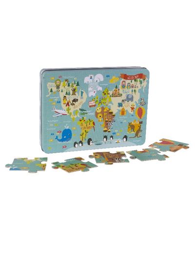 Dėlionė APLI XL WORLD MAP MARTINA HOGAN 24 dalys, metalo dėžutė