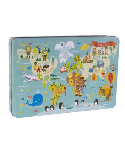 Dėlionė APLI XL WORLD MAP MARTINA HOGAN 24 dalys, metalo dėžutė