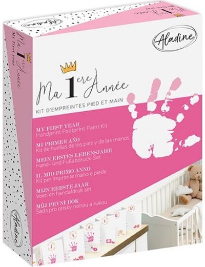 Kūdikio rankos/pėdutės įspaudų rinkinys MY FIRST YEAR PINK