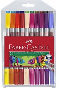 Flomasteriai Faber-Castell dvipusiai, 20 spalvų