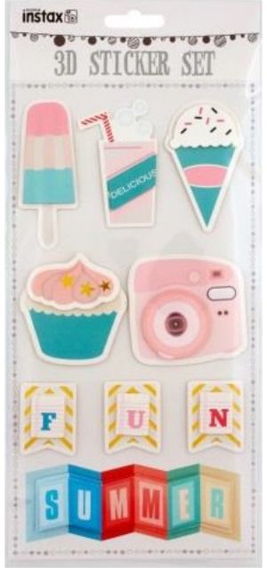 Skrebinimo lipdukai INSTAX SUMMER 3D, 9 vnt.