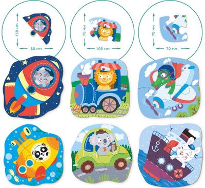 Dėlionių rinkinys DODO TRANSPORTAS 8 dėlionės 2-4 dalių