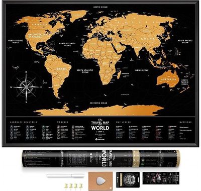 Nutrinamas JUODAS PASAULIS žemėlapis