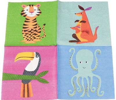 Vienkartinės servetėlės COLOURFUL CREATURES, 20 vnt