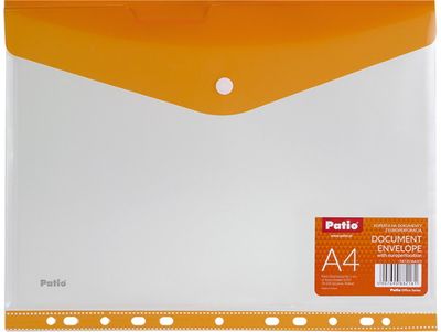 Aplankas (vokas) PATIO su spaustuku ir europerforacija, A4, oranžinis