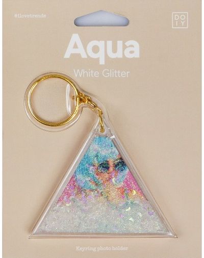 Raktų pakabukas AQUA WHITE GLITTER
