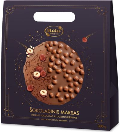 Pieninis šokoladas su lazdyno riešutais ŠOKOLADINIS MARSAS, 300 g