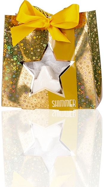 Kūno priežiūros rinkinys SHIMMER dovanų maišelyje (muilas+kempinėlė), 30+10 g