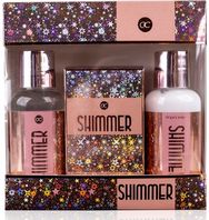 Kūno priežiūros rinkinys SHIMMER ROSE (dušo želė+kūno losjonas+muilas), 2x100ml+ 100 g