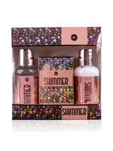Kūno priežiūros rinkinys SHIMMER ROSE (dušo želė+kūno losjonas+muilas), 2x100ml+ 100 g