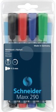 Žymeklių baltai lentai ir bloknotams SCHNEIDER MAXX 290 rinkinys, 4 sp.