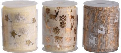 Dovanų pakavimo juostelė CUTE X-MAS GOLD, 15 mmx3 m