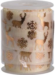 Dovanų pakavimo juostelė CUTE X-MAS GOLD, 15 mmx3 m