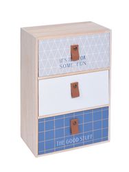 Medinė dėžutė su 3 stalčiukais PASTEL LEATHER, 27 cm