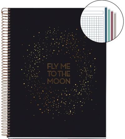 Sąsiuvinis GOLDEN BLACK su spirale, A4, 120 l., lang., Galaxy