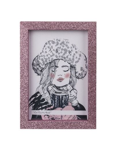 Nuotraukų rėmelis PINK GLITTER WOOD, 10x15 cm