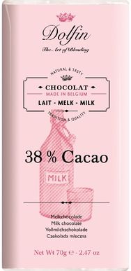 Pieniškas šokoladas DOLFIN MILK 38% COCOA, 70 g.