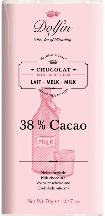 Pieniškas šokoladas DOLFIN MILK 38% COCOA, 70 g.